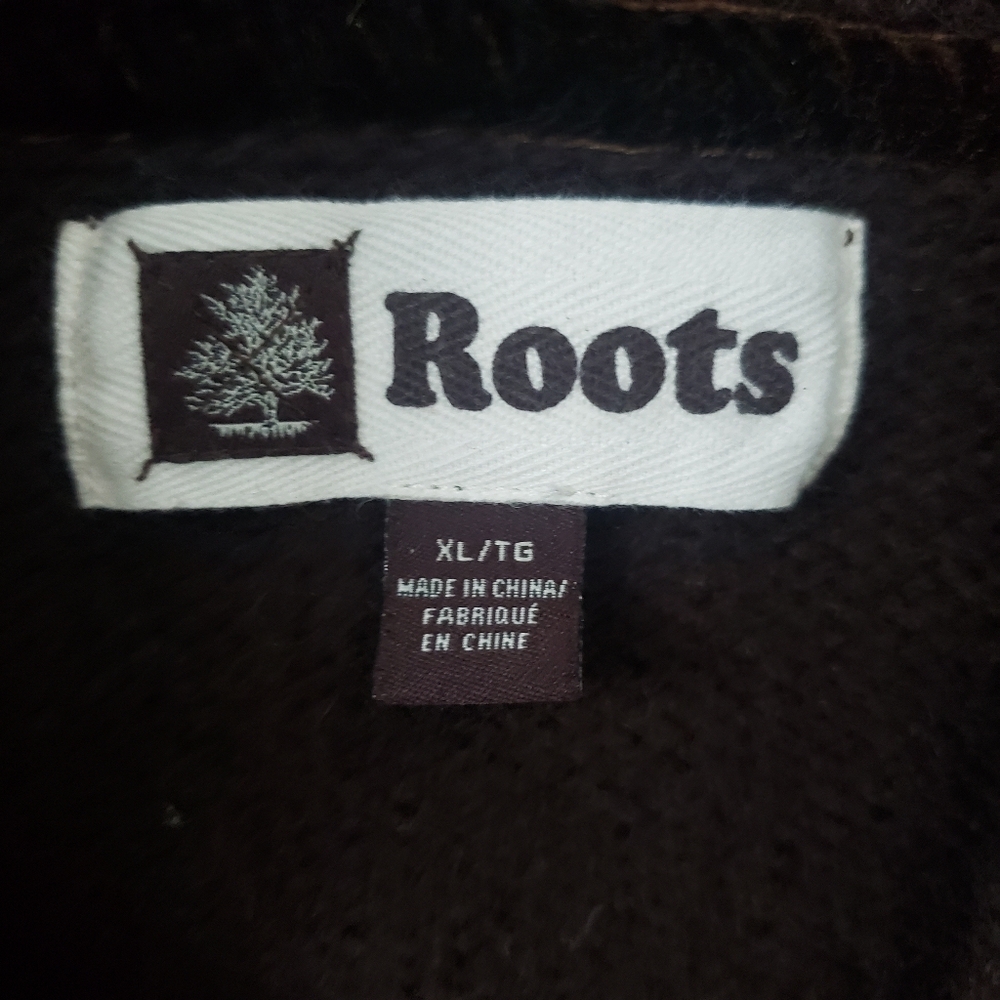 Roots Chocolate Brown and Slate Gray Heart Cardigan - Picture 3 of 5